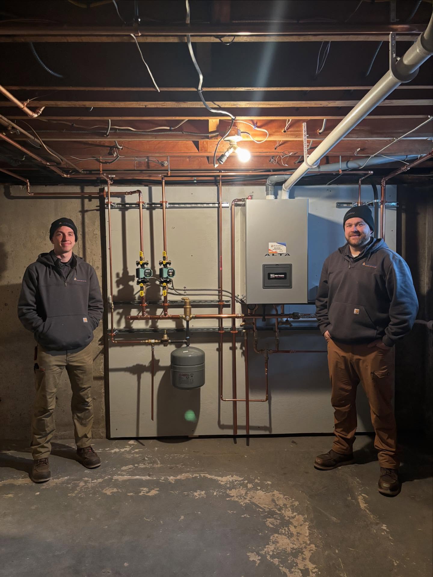 TruComfort Heating and Cooling team after a heating install in Cheshire CT